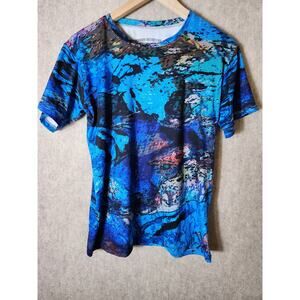 Blue Abstract Print Short Sleeve Tee
